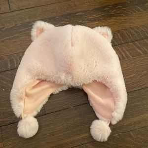 Crewcuts fuzzy light pink hat with pomp pond and ears size s/m
